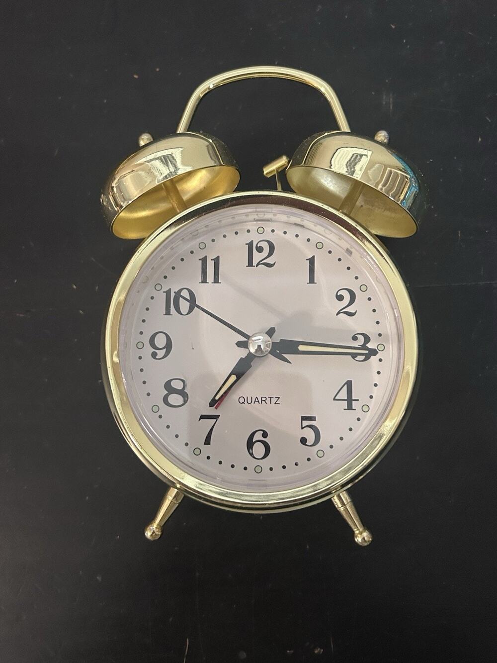 Vintage Style Gold Twin Bell Alarm Clock Quartz Battery Operated Untested